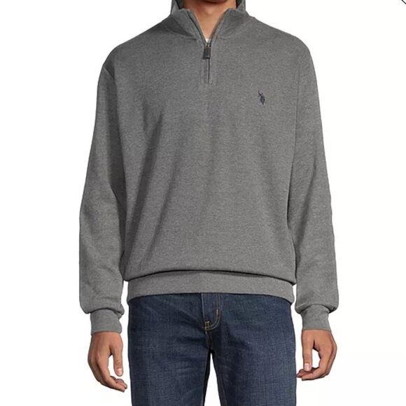 U.S. Polo Assn. Mock Neck Long Sleeve Quarter-Zip Pullover NWT - Picture 1 of 11